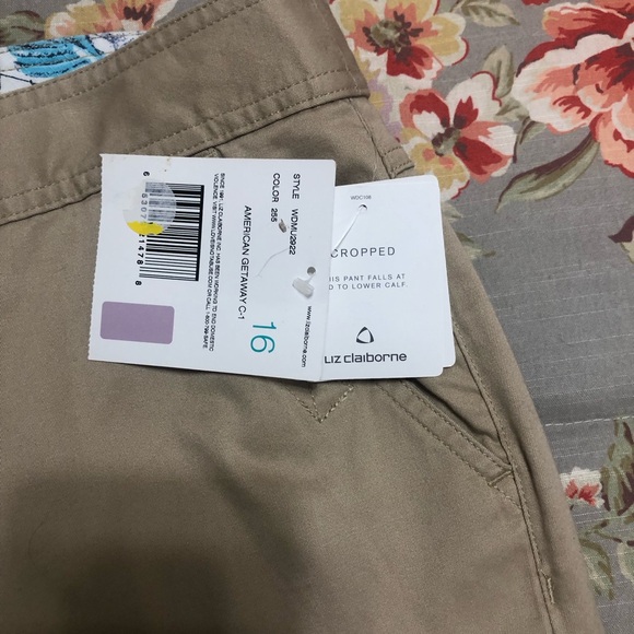 NWT LIZ CLAIBORNE‎ Cotton spandex Cropped khaki pants 16 stretch comfy soft - Picture 5 of 10